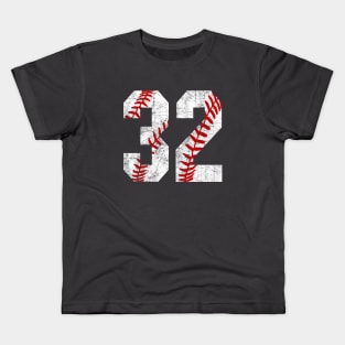 Vintage #32 Baseball Laces Baseball Mom Jersey Love Baseball Kids T-Shirt